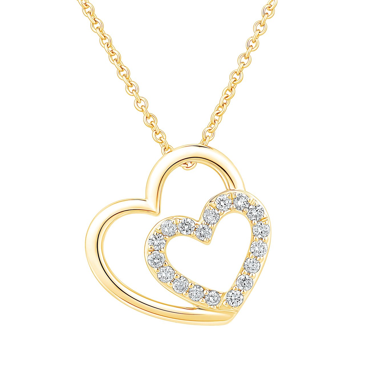 14kt Yellow Gold VS2 I 0.15ctw Round Diamond Heart Pendant - Image 1