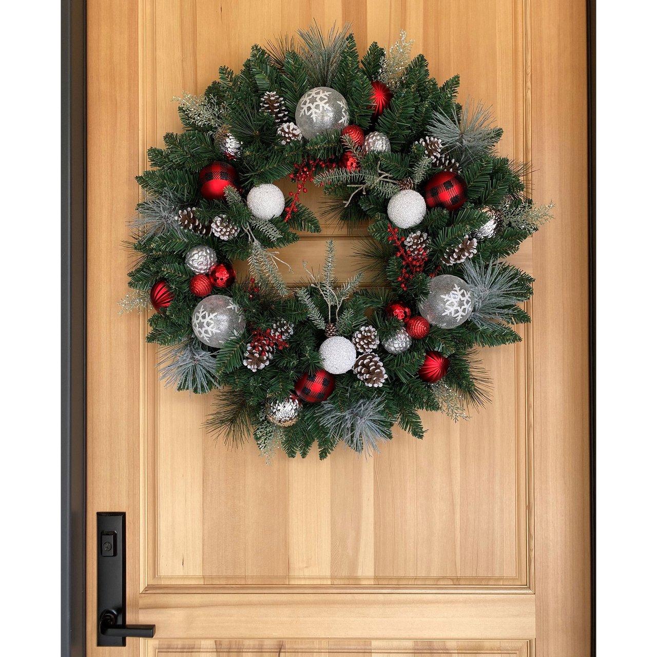30" Red and Silver Decorated Wreath