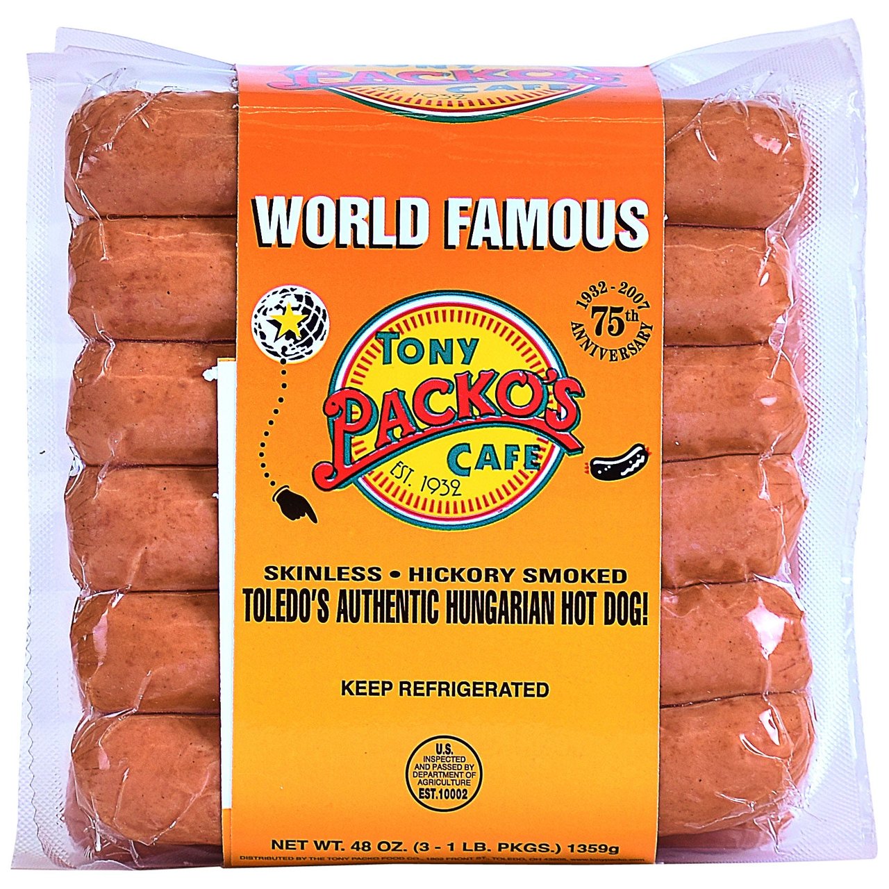 Tony Packo's Skinless Hot Dogs 3/16 Ounce Packages - Image 1