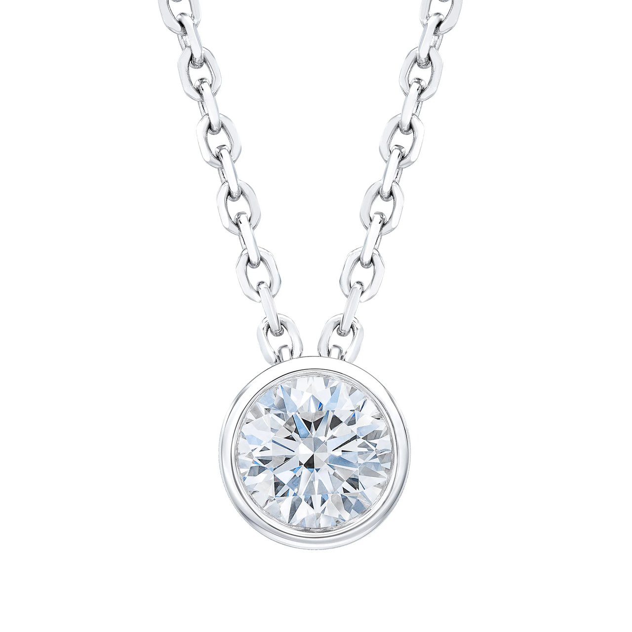 14kt White Gold VS2 Clarity, G Color 0.50 ctw Round Brilliant Diamond Solitaire Pendant - Image 1