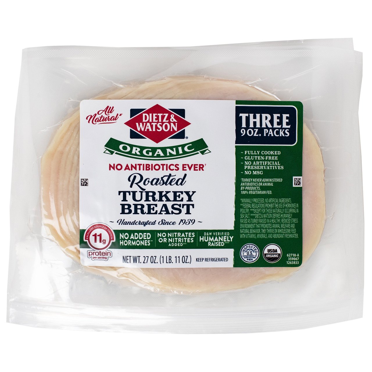 Dietz & Watson Organic Sliced Turkey 3/9 oz (1.7 lbs) - Image 1