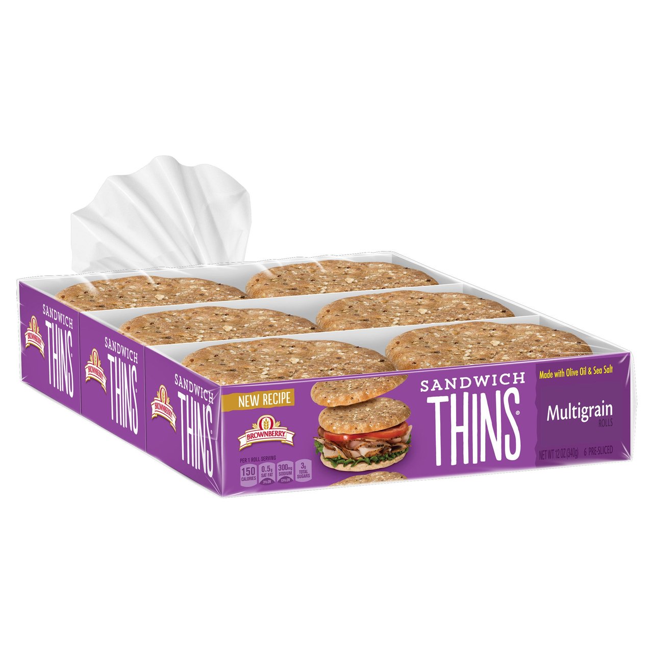 Brownberry Multigrain Sandwich Thins Rolls, 18 Count - Image 1