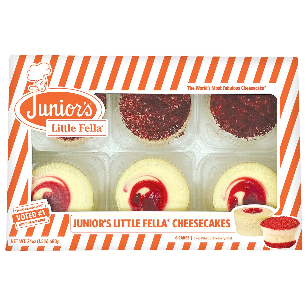 Junior's Red Velvet Strawberry Swirl Little Fellas 6 Pack - Image 1