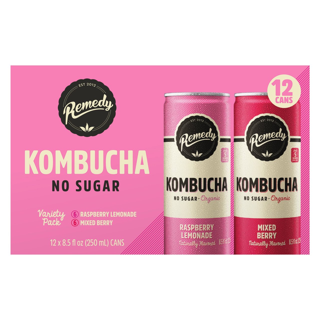 Organic Remedy Kombucha Variety 12-Pack, 8.5 oz Each - Image 1