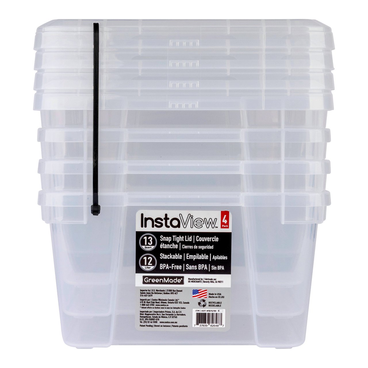 Greenmade InstaView Storage Bin 13 Quart, 4-Pack - Image 1