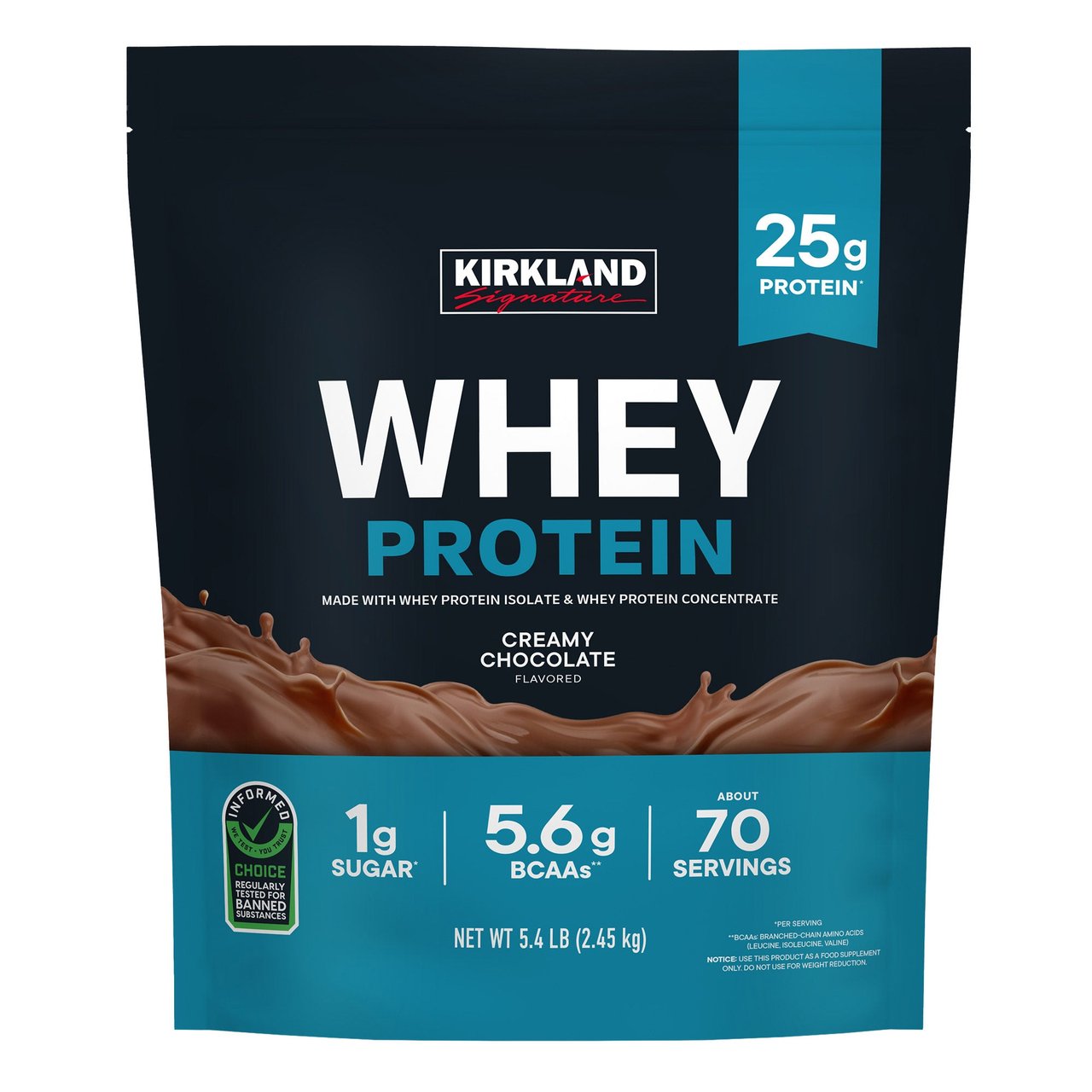 Kirkland Signature Whey Protein Creamy Chocolate 5.4lb - Image 1
