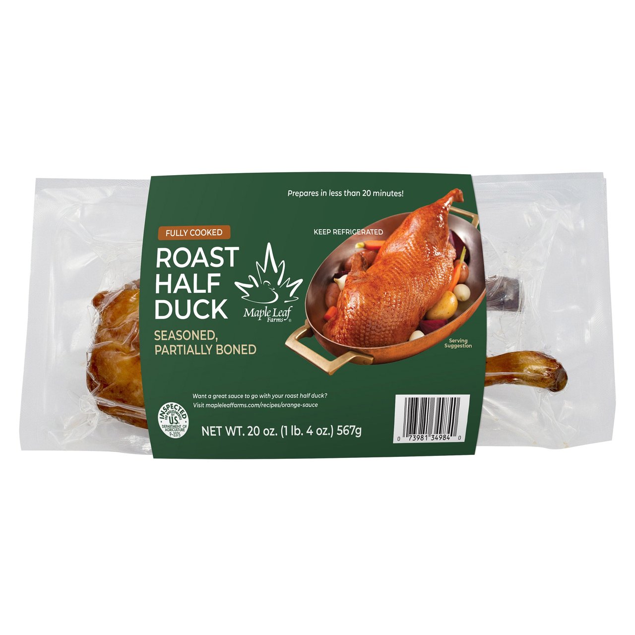 Maple Leaf Farms Roasted Half Duck 20 oz - Image 1