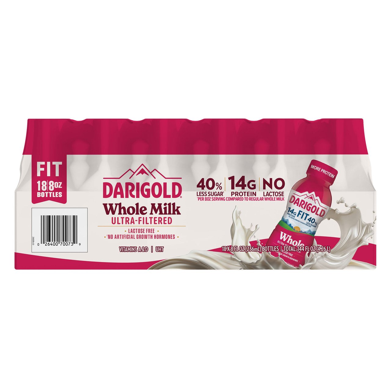 Darigold FIT Whole Milk, 18 Count, 8 fl oz Bottles - Image 1