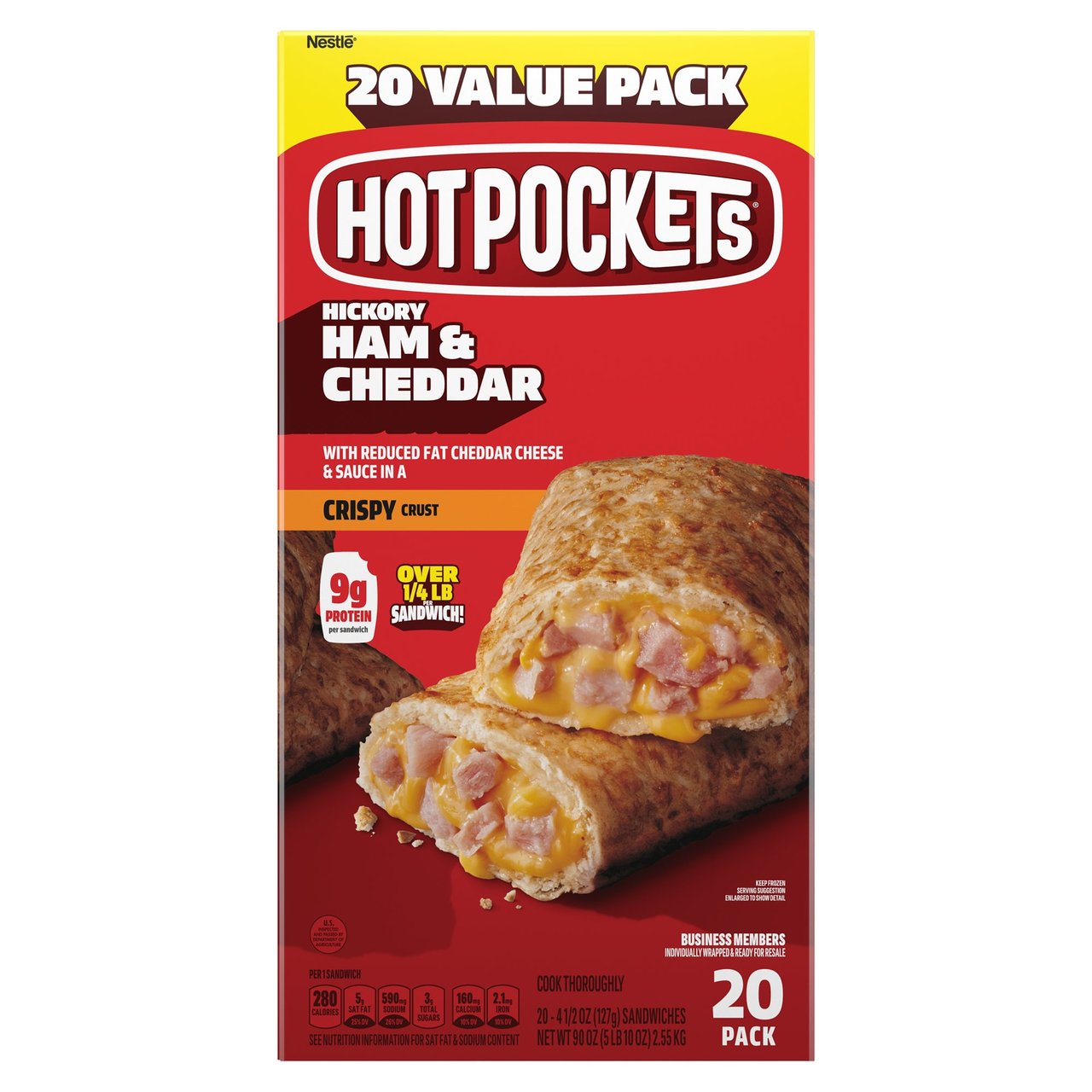 Hot Pockets Hickory Ham & Cheddar, 4.5 oz, 20 Count - Image 1