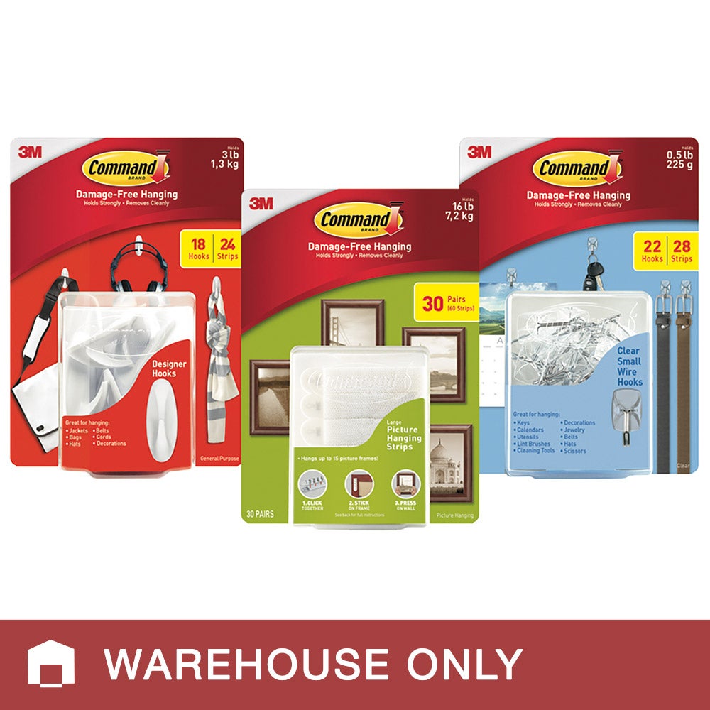 3M Command Hanging Hooks or Strips Variety Pack