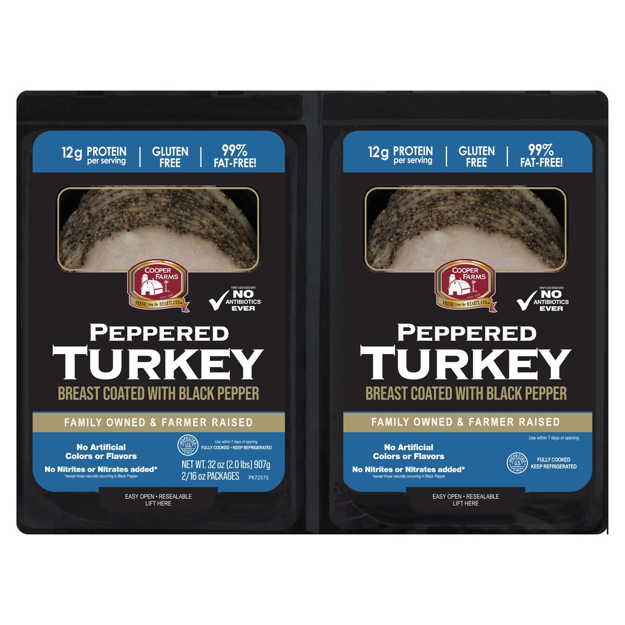 Cooper Farms ABF Pepper Turkey Breast, 2-Pack, 1 Pound Each - Image 1