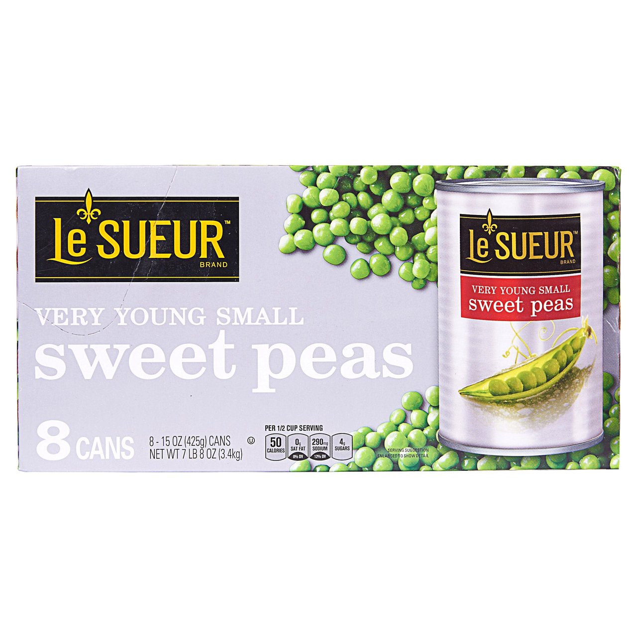 Le Sueur Very Young Small Sweet Peas, 8 × 15 oz Cans - Image 1