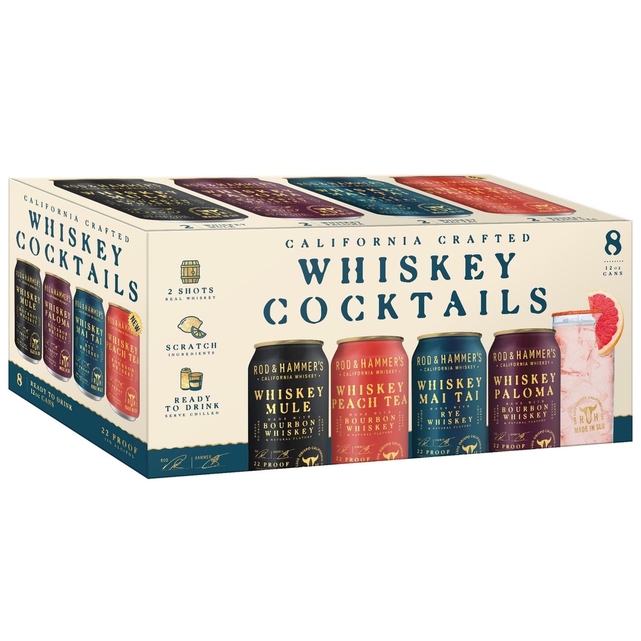 Rod & Hammer's SLO Stills Whiskey Cocktails Variety 8-Pack, 12 oz Cans