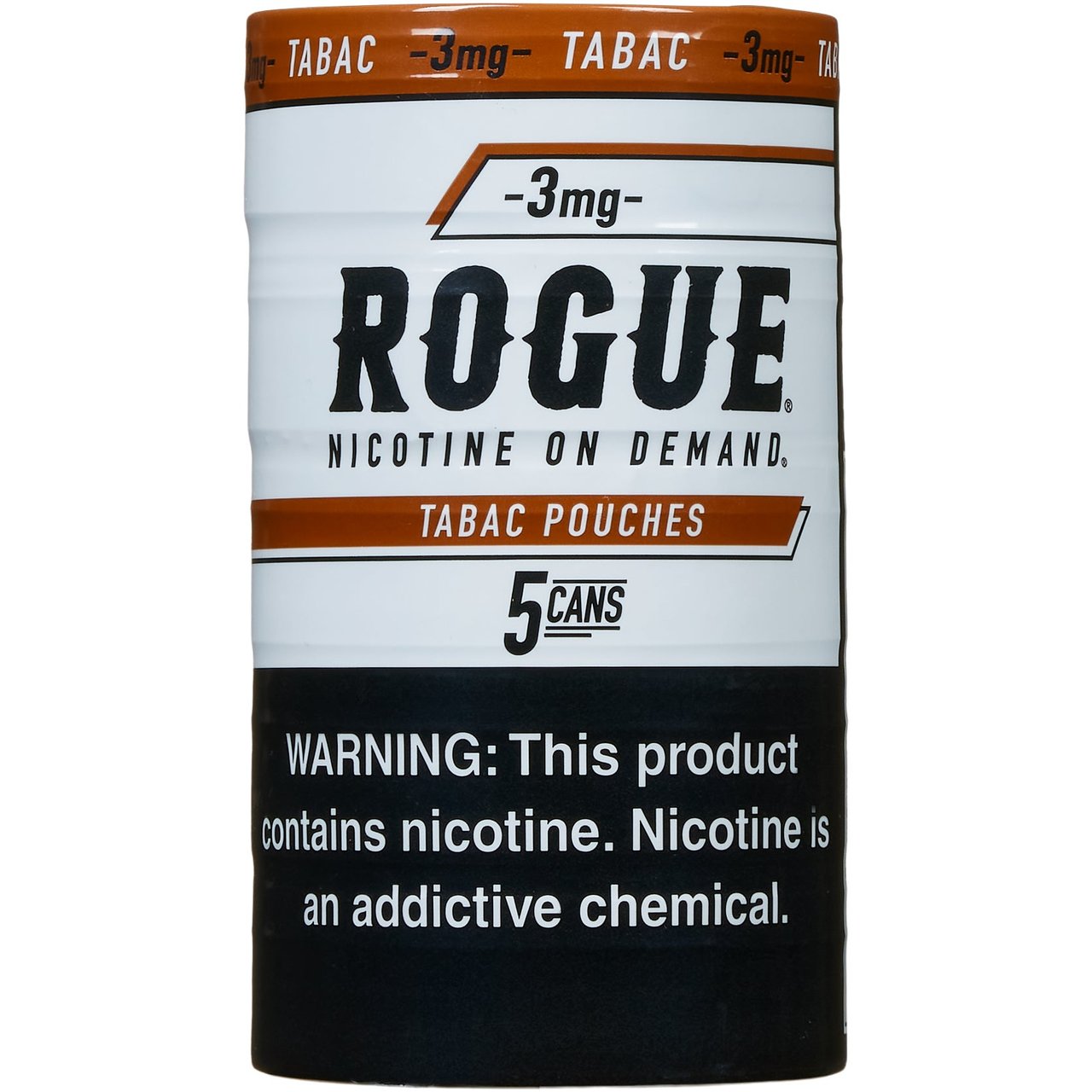 Rogue Tabac Nicotine Pouches 3mg, 5-Pack (20 Count Cans) - Image 1