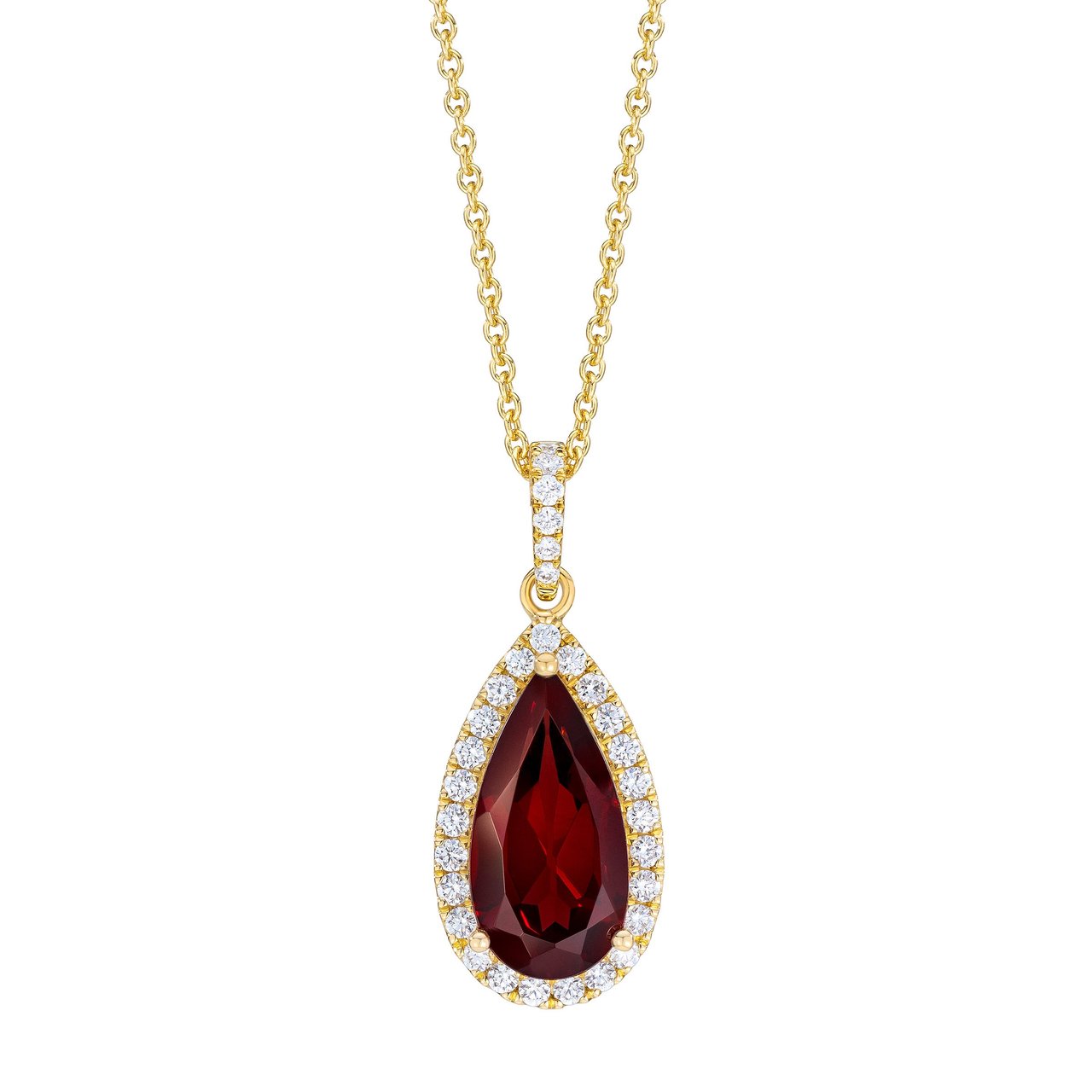 14K Yellow Gold VS2 I .35 CTW Diamond and Garnet Pendant - Image 1