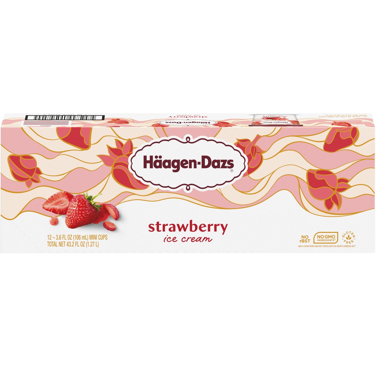Haagen-Dazs Strawberry Ice Cream Cups, 12-Count / 3.6 fl oz - Image 1