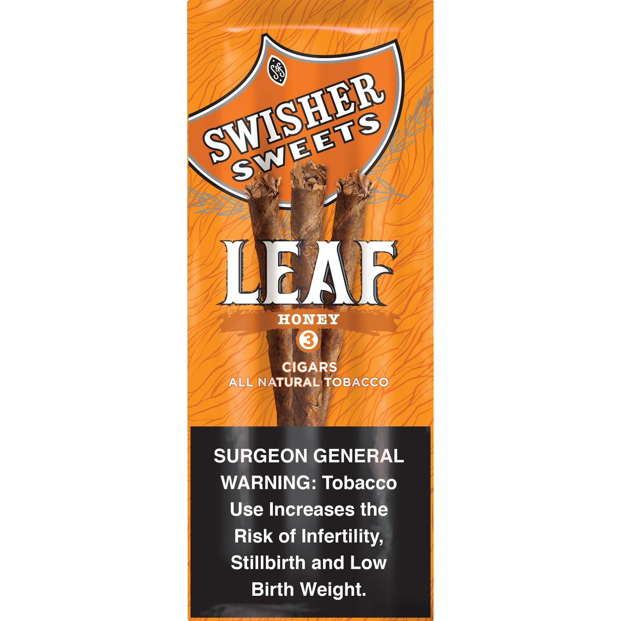 Swisher Sweets Leaf Honey Natural Leaf Cigars, 3 ct, 10-Pouch Pack - Image 1