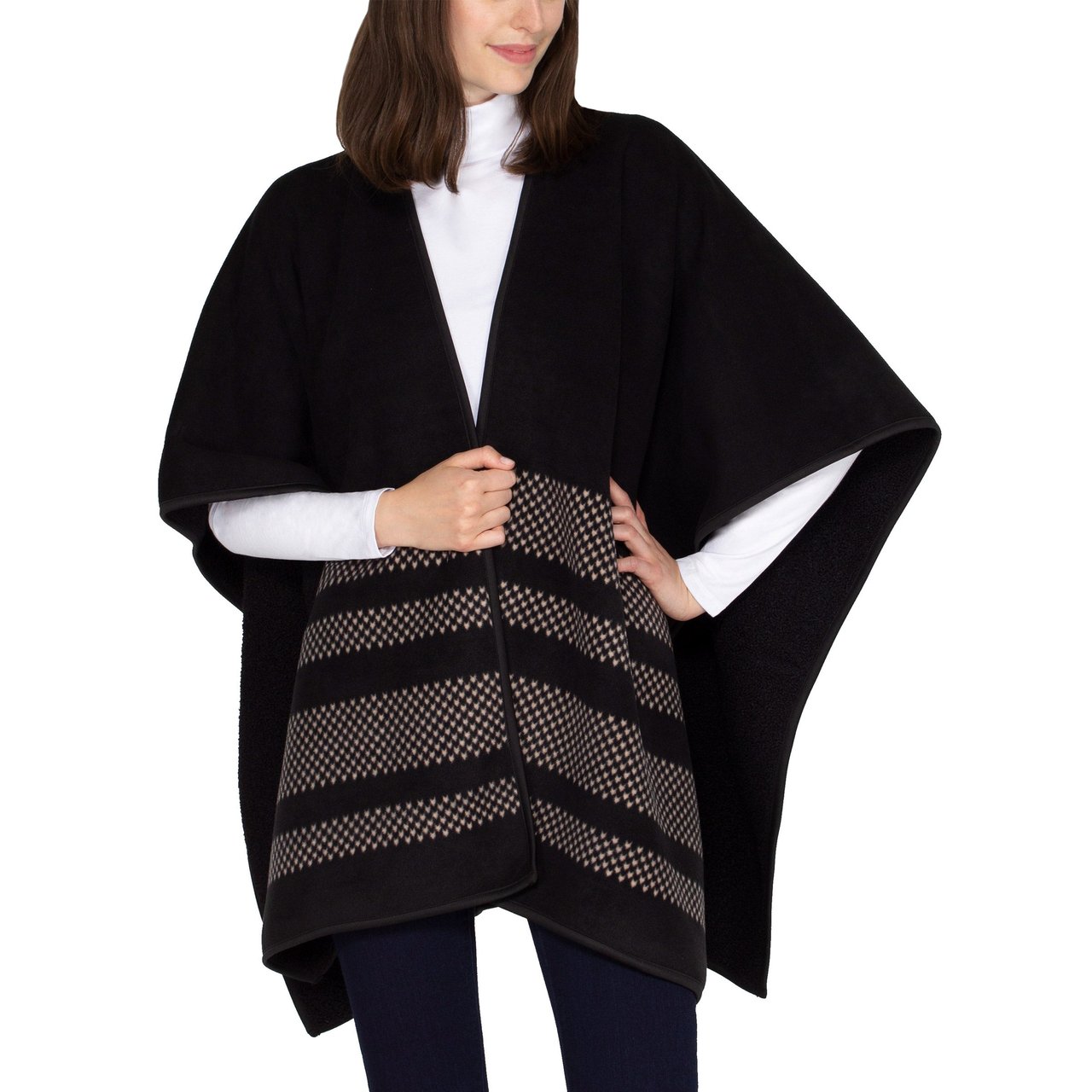 Ike Behar Ladies Fleece-Lined Reversible Wrap - Image 1