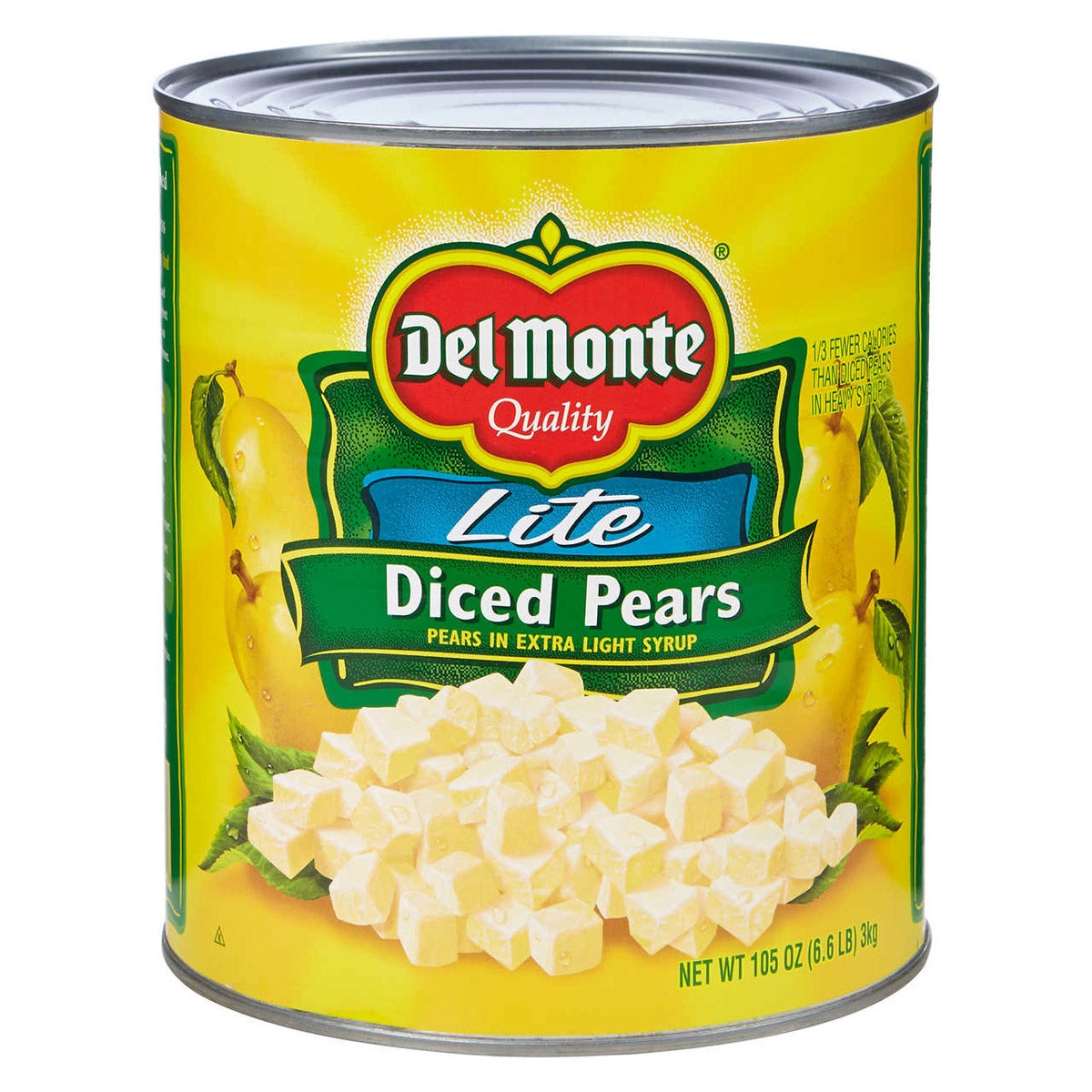 Del Monte Diced Pears in Extra Light Syrup, 105 oz