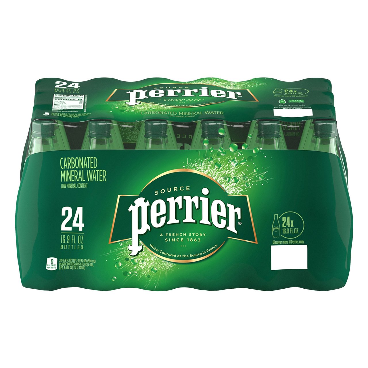 Perrier Sparkling Mineral Water, 24-Pack 16.9 fl oz Bottles - Image 1