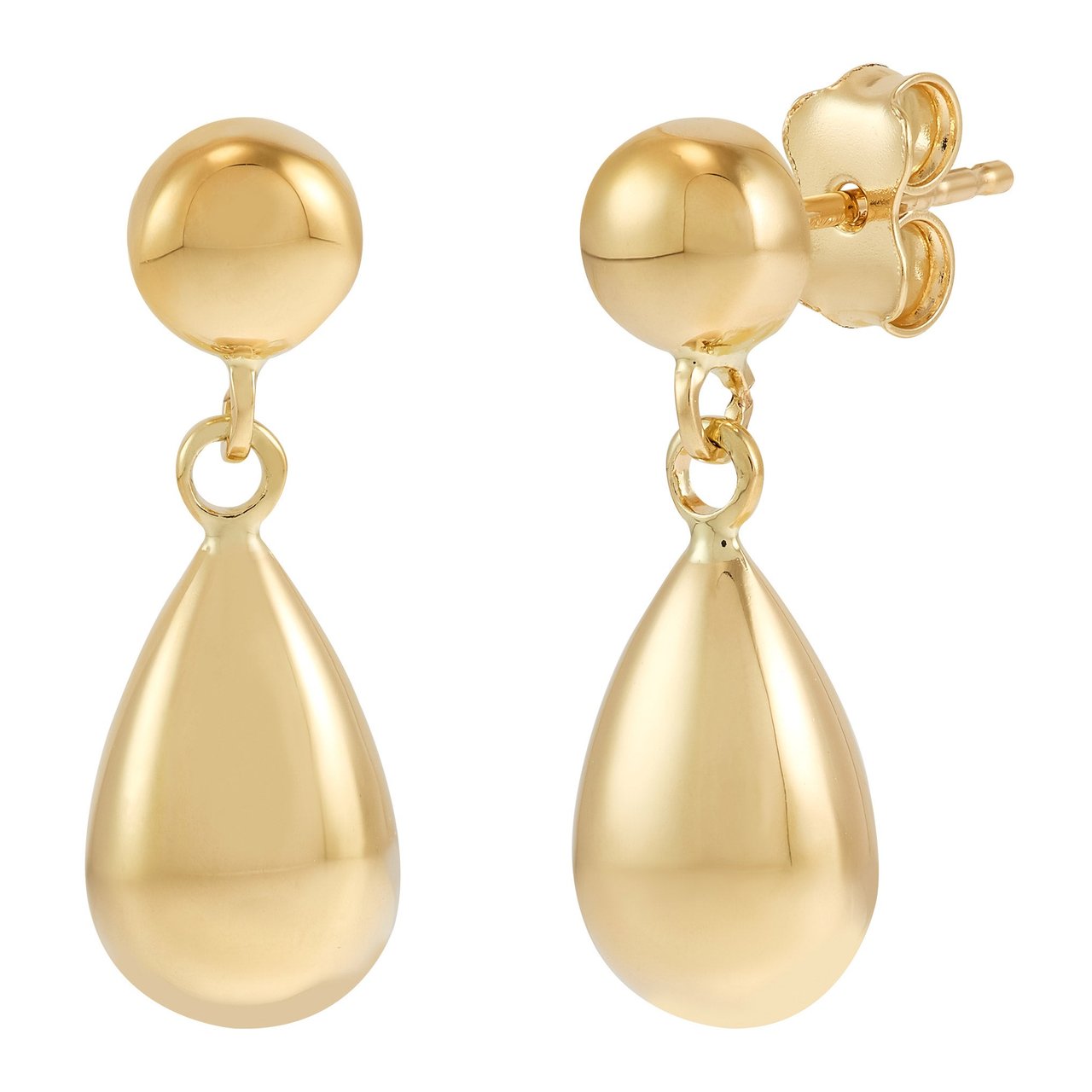 14KT YELLOW GOLD PEAR TEARDROP EARRINGS - Image 1