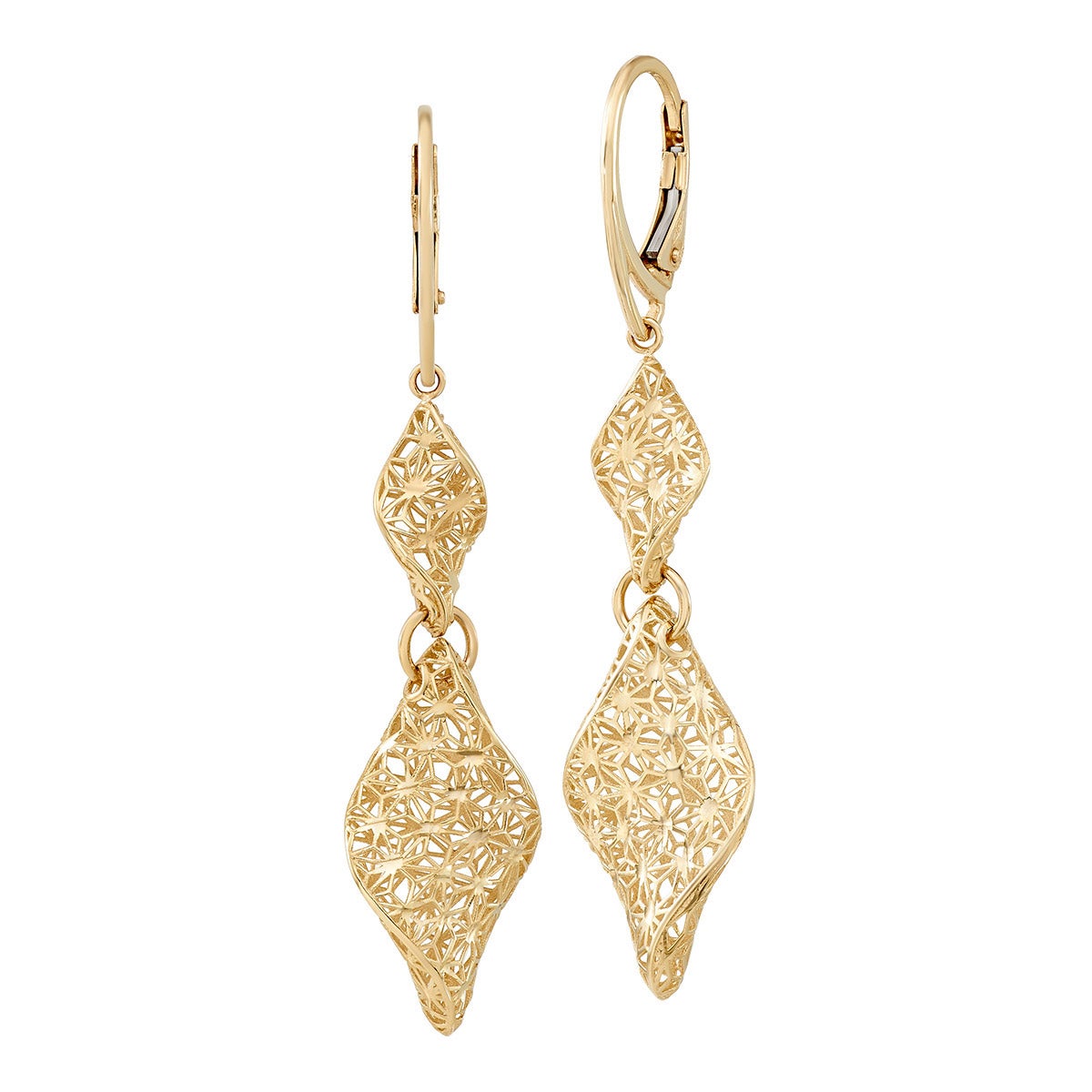 14KT Yellow Gold Dangle Earrings Made in Italy - Image 1