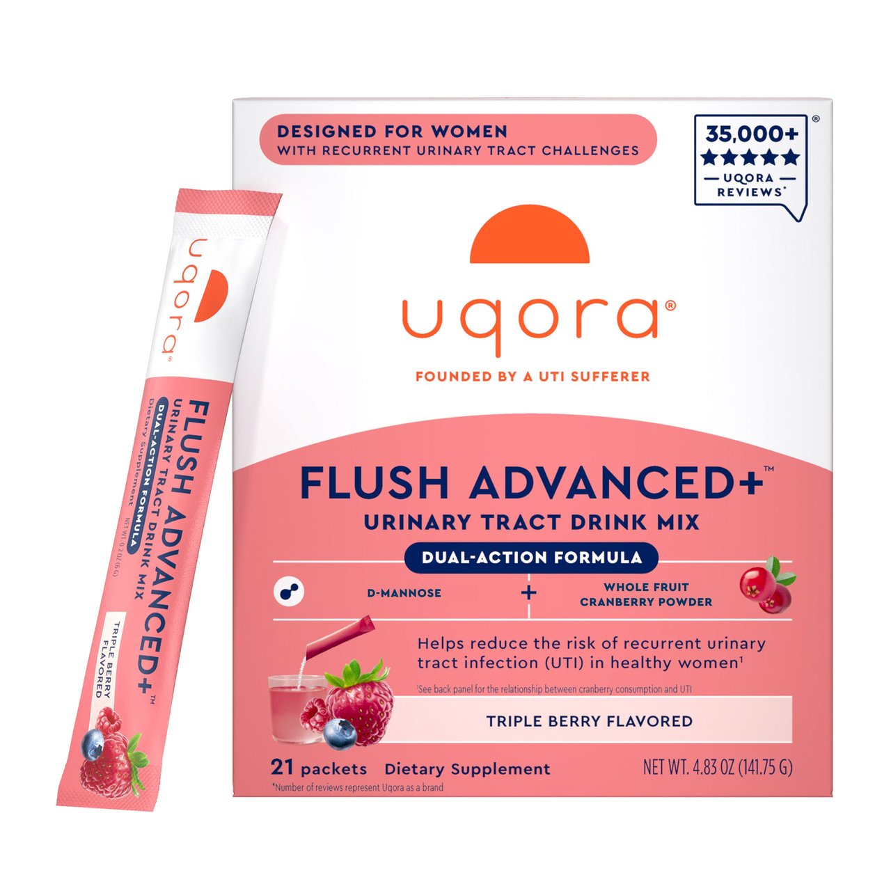 Uqora Flush Advanced+ Urinary Tract Drink Mix, 21 Count - Image 1