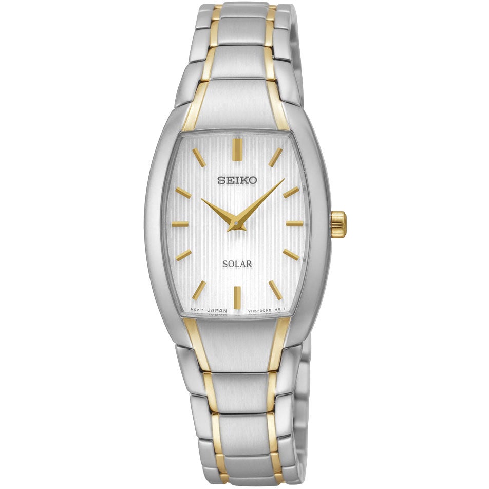 Seiko Solar Ladies Two-Tone Silver Dial Watch