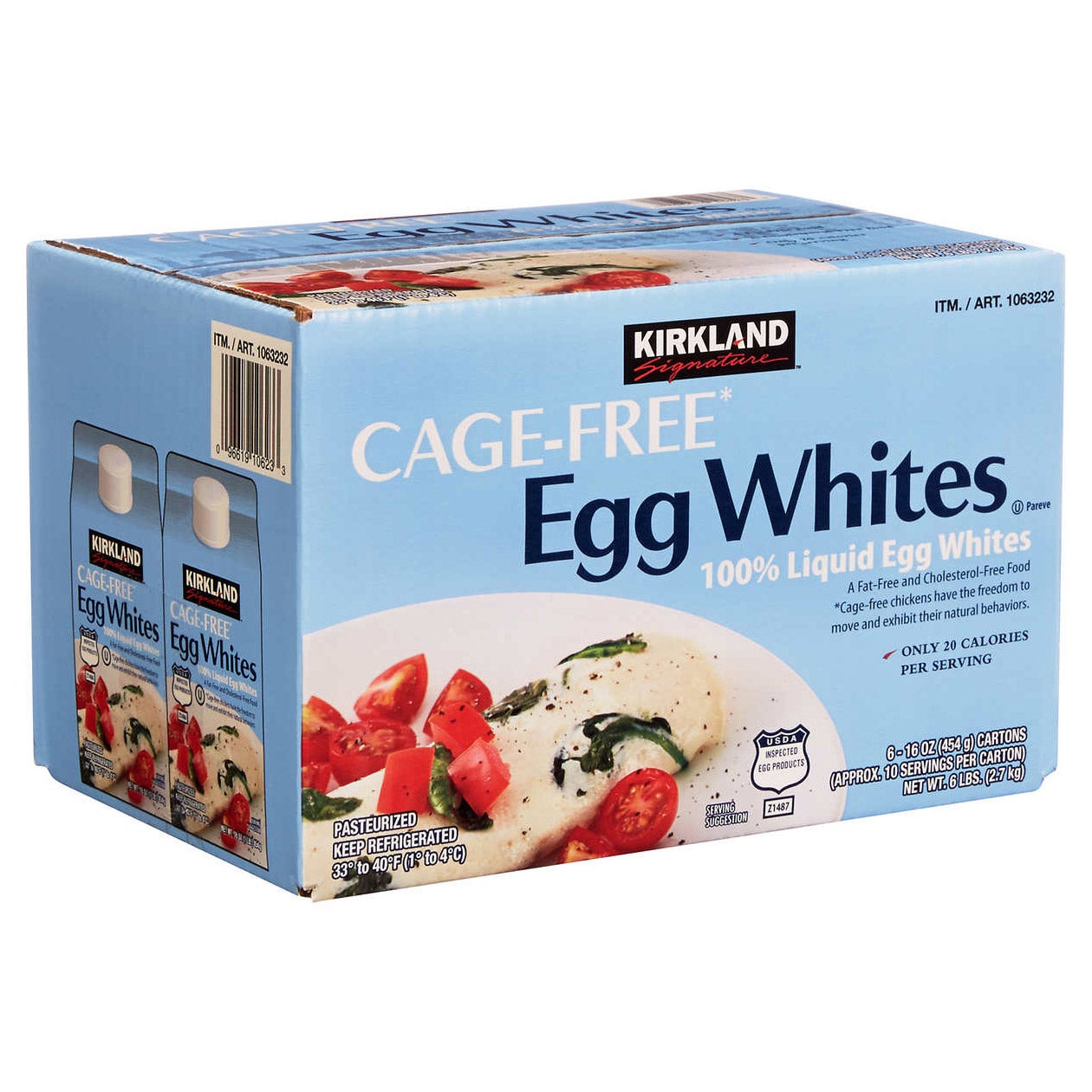 Kirkland Signature Cage Free Egg Whites 6/16 oz - Image 1