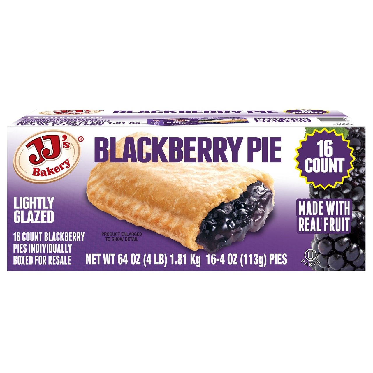 JJ's Lightly Glazed Blackberry Pies, 16 Count - Image 1