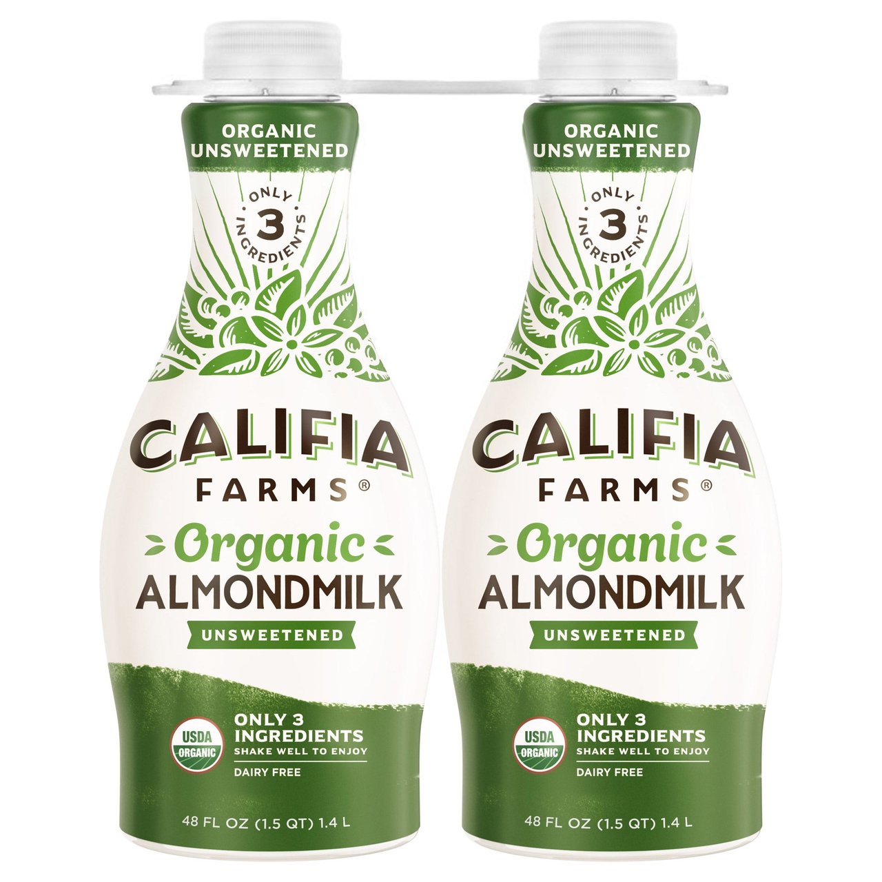 Califia Farms Organic Unsweetened Almond Milk, 2-Pack 48 oz