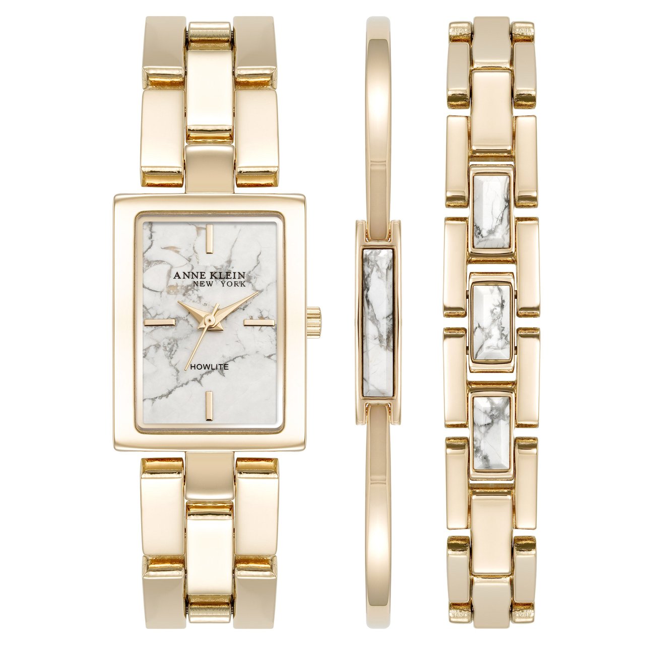 Anne Klein New York Howlite Gemstone Watch and Bracelet Set - Image 1