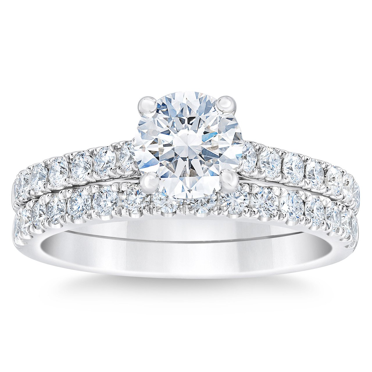 1.75 CTW Round Diamond Platinum Wedding Set, 1.03 CT Center, VVS2, "H" - Image 1