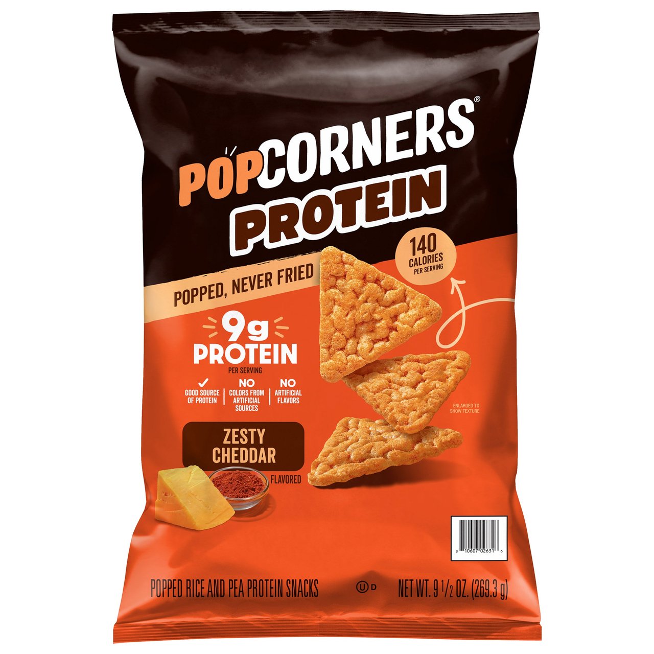 POPCORNERS PROTEIN ZESTY CHEDDAR 9.5 OZ (0.59 LBS) - Image 1