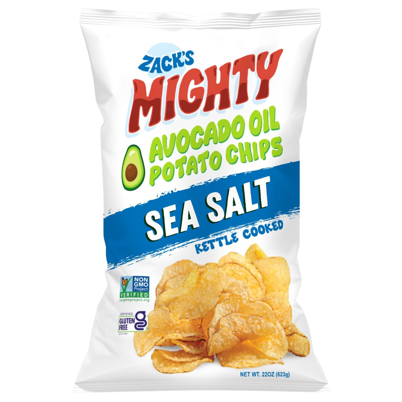 Zack's Mighty Sea Salt Avocado Oil Potato Chips 22 oz - Image 1