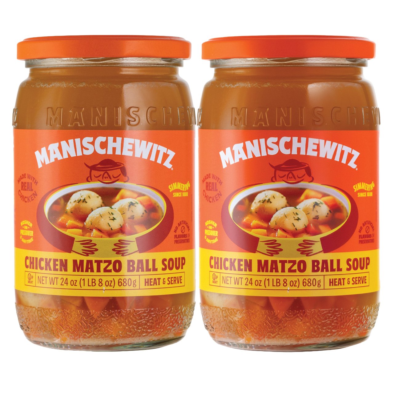 Manischewitz Chicken Matzo Ball Soup, 2 x 24 oz Jars - Image 1
