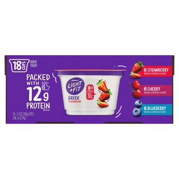 Dannon Light & Fit Greek Nonfat Yogurt Variety Pack, 18 x 5.3 oz