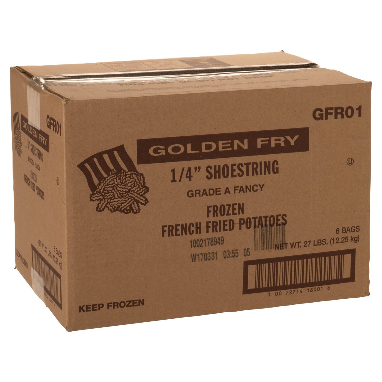 Golden Fry 1/4" Shoestring Cut French Fries, 6/4.5 lb - Image 1