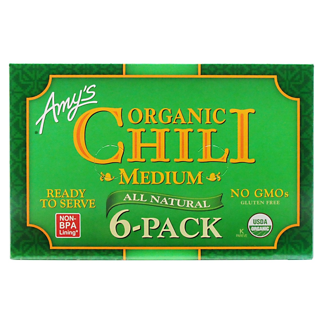 Organic Amy's Medium Chili 6 Pack 14.7 Ounces Each - Image 1