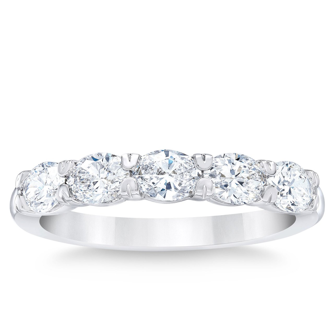 14kt White Gold VS2 I 1.20 ctw Oval Diamond Band - Image 1