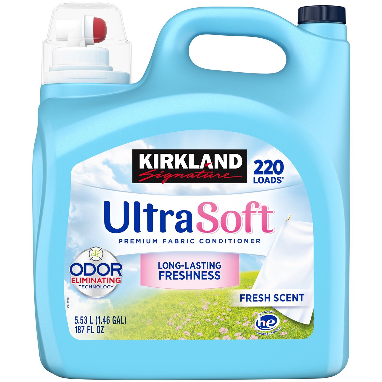 Kirkland Signature Ultra Fabric Softener 220 Loads, 187 oz - Image 1
