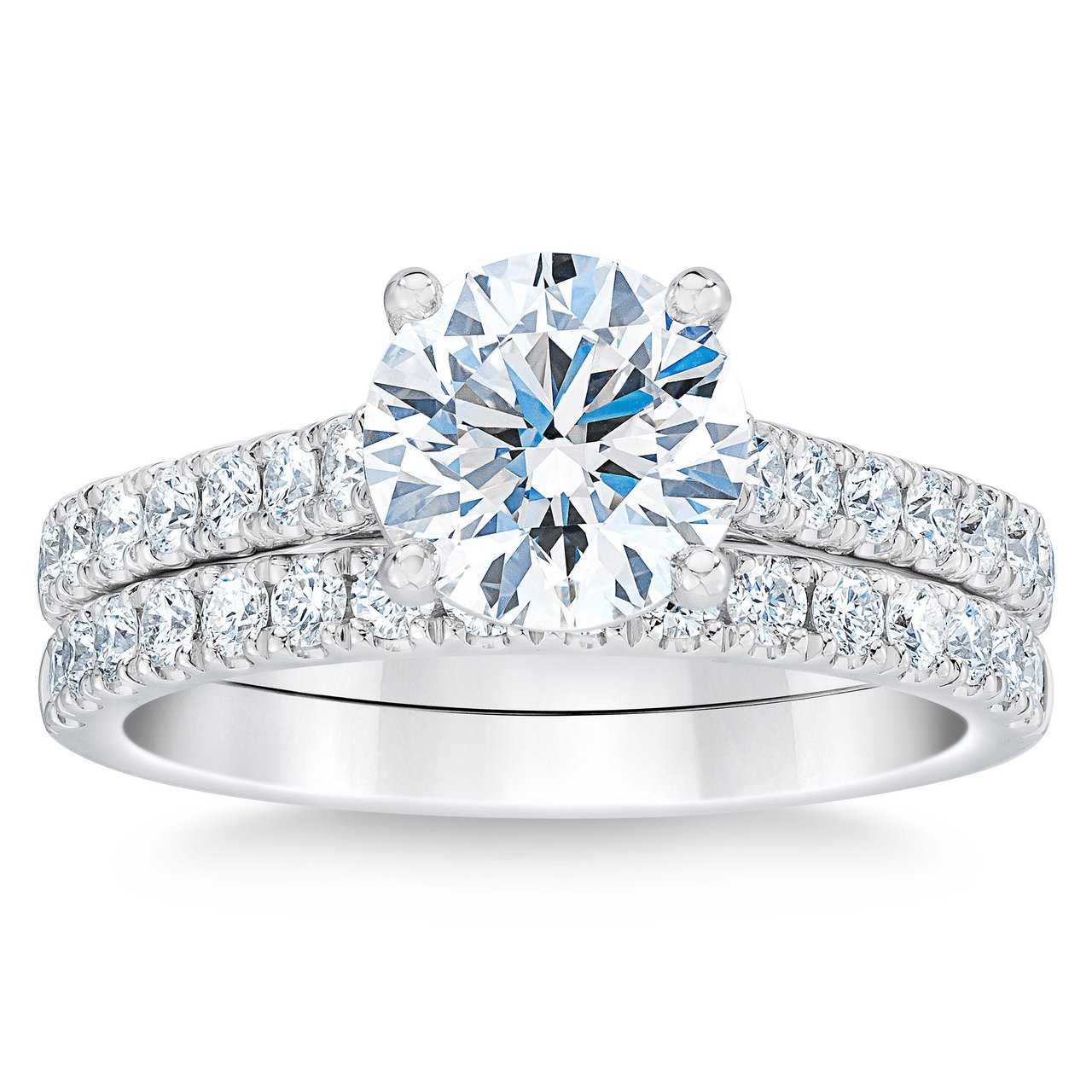 2.46CTW ROUND DIAMOND PLATINUM WEDDING SET 1.71CT CENTER IF "H" - Image 1