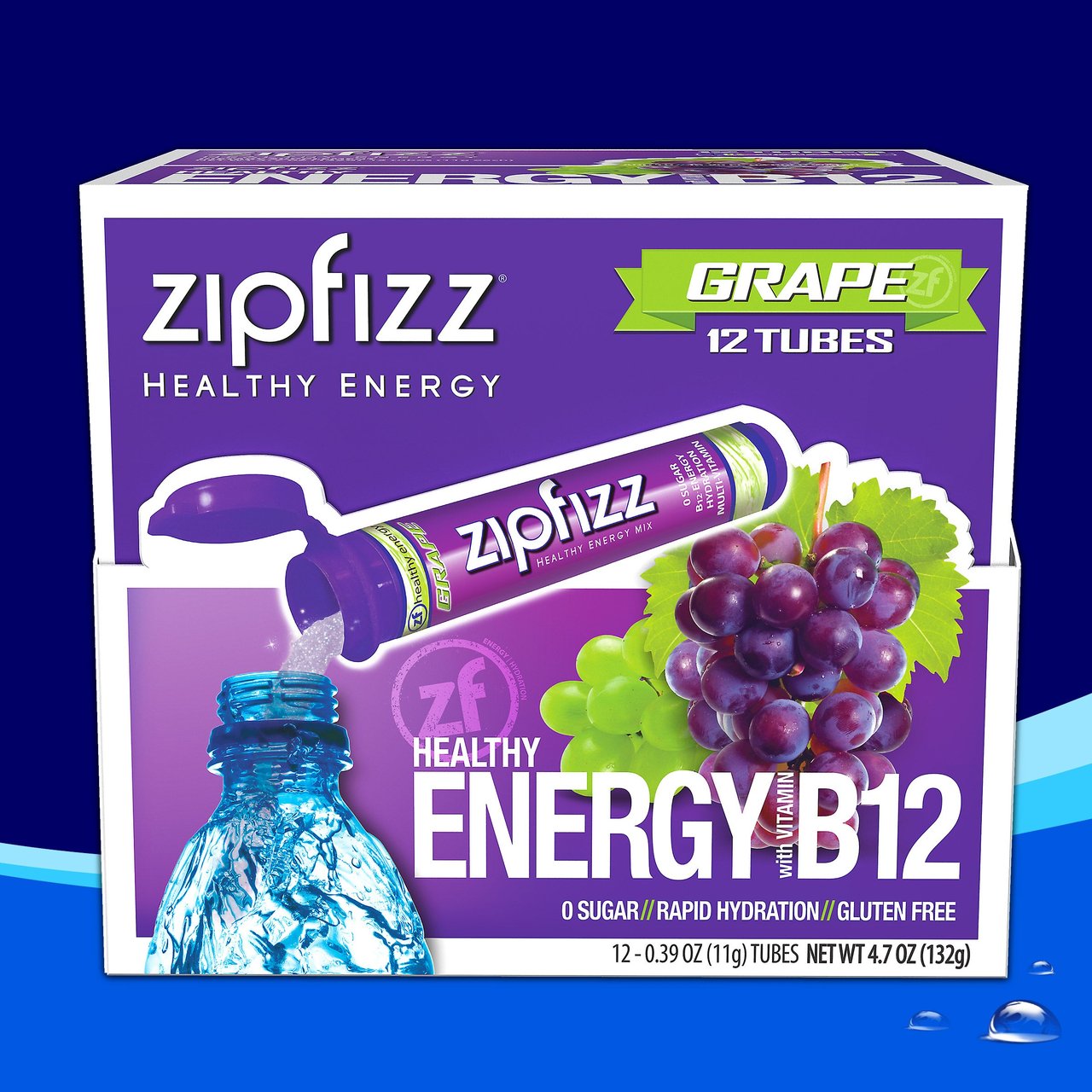 Zipfizz Healthy Sports Energy Drink Mix, Grape, 12 CT - Image 1