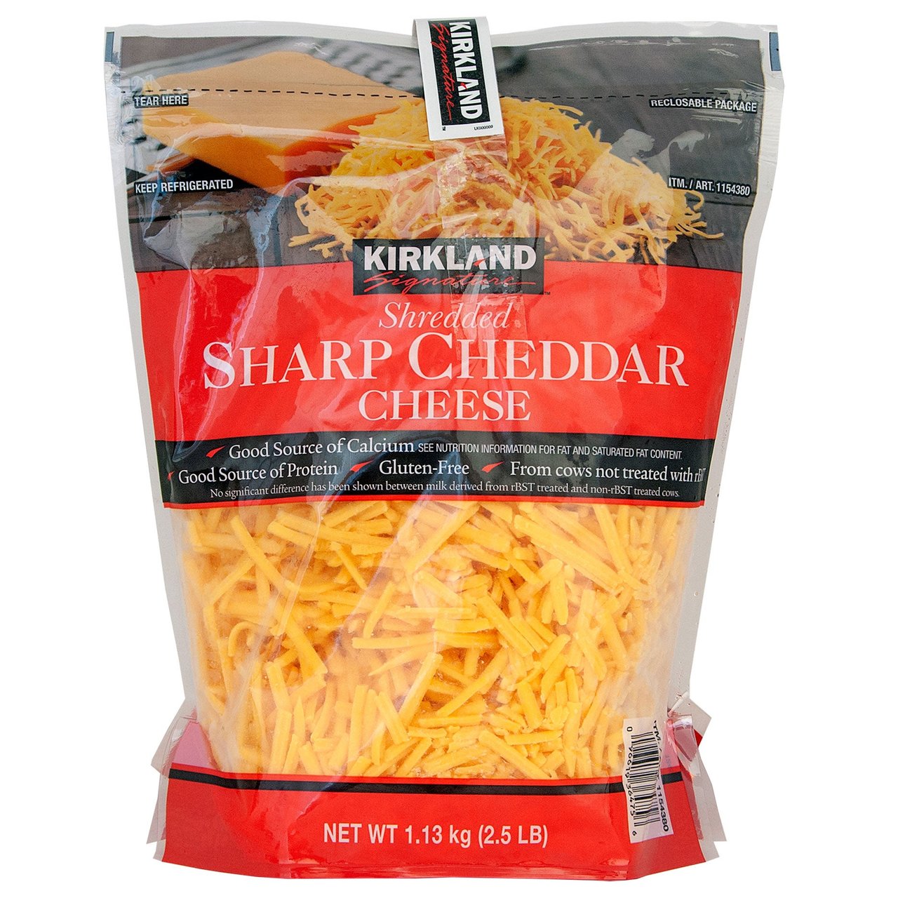 Kirkland Signature Shredded Sharp Cheddar, 2/2.5 Pound Bags - Image 1