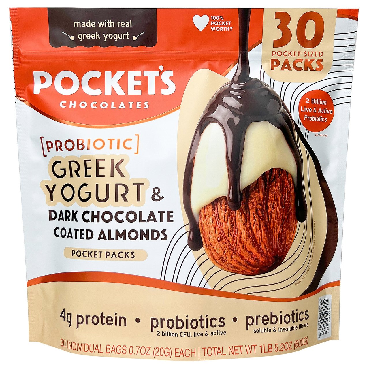 POCKET'S GREEK YOGURT CHOCOLATE ALMONDS 30 CT - Image 1