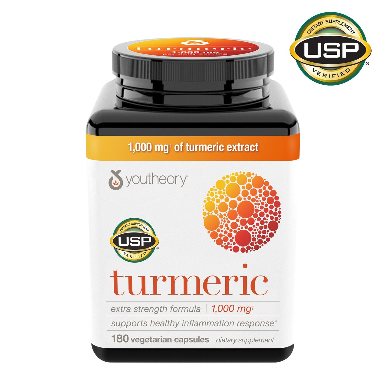 Youtheory Turmeric Extra Strength 180 Veggie Caps - Image 1