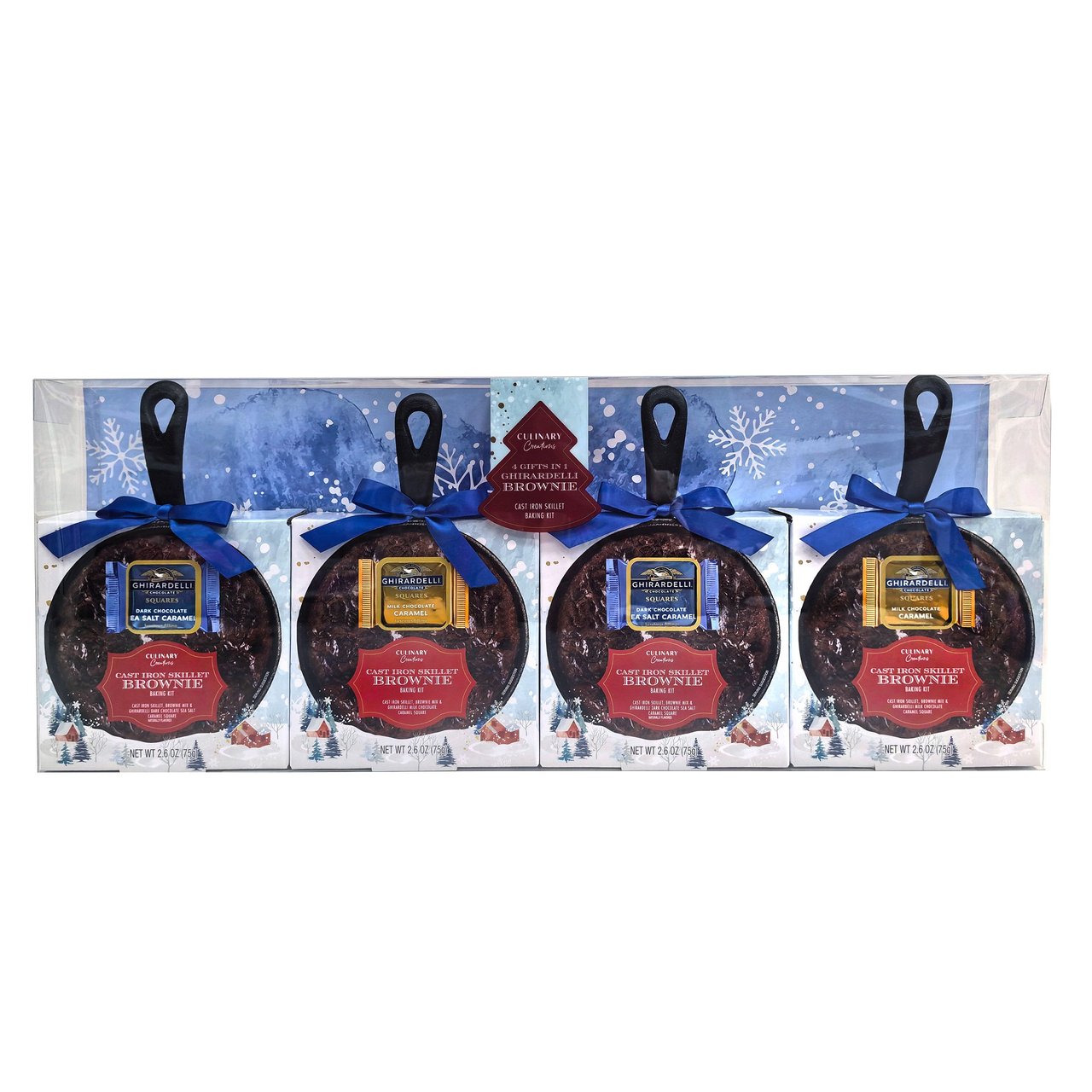 Ghirardelli Cast Iron Skillet Brownie Baking Kits, 4-Pack Gift Set - Image 1