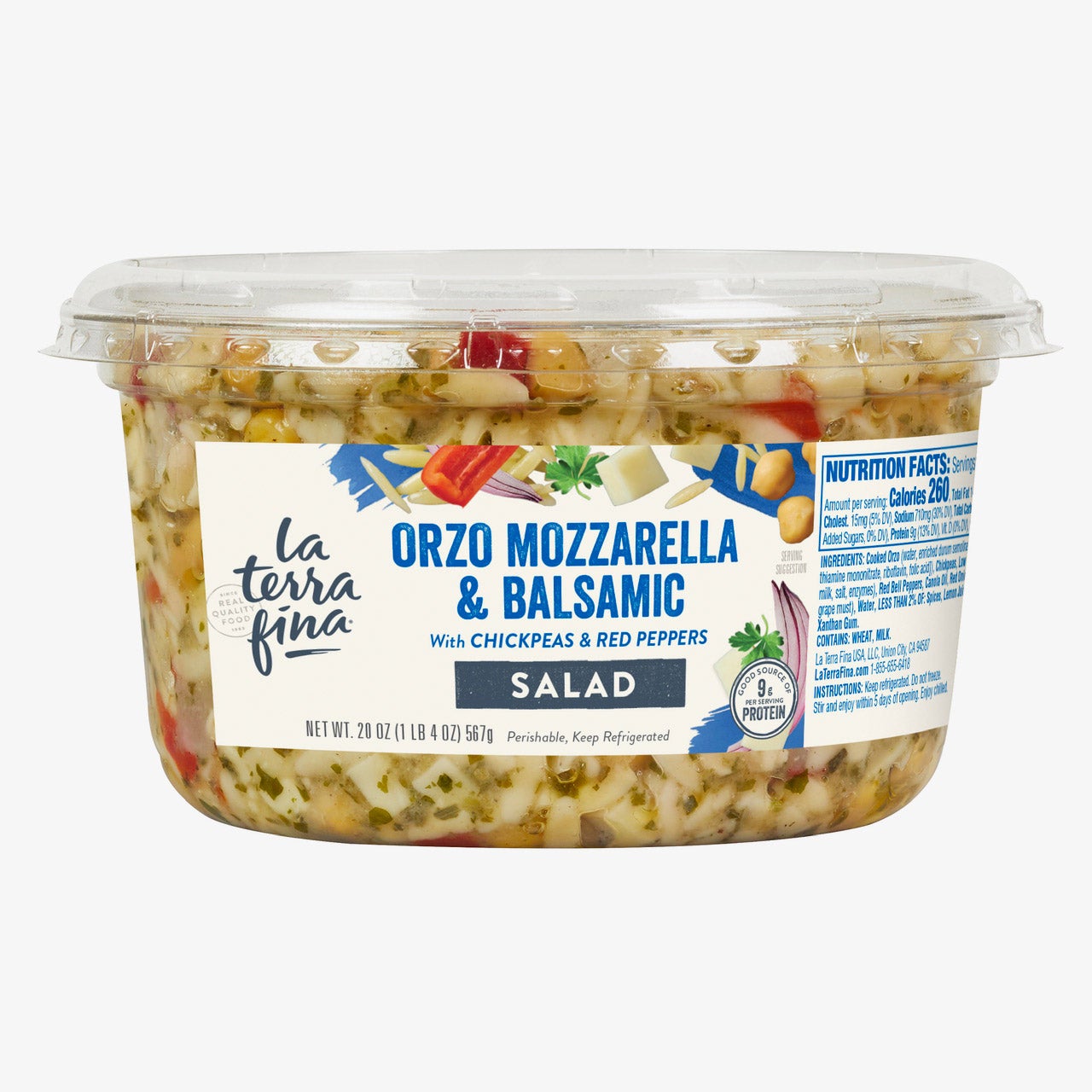 La Terra Fina Orzo & Mozzarella Balsamic Salad with Chickpeas and Red Peppers, 20 oz - Image 1
