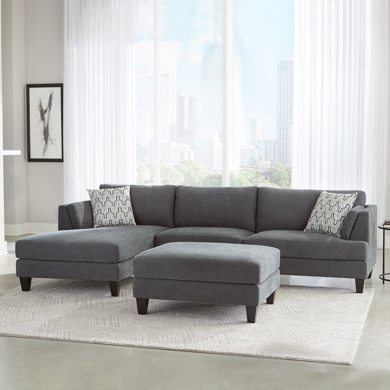 Ellery Fabric Sectional with Ottoman - Image 1
