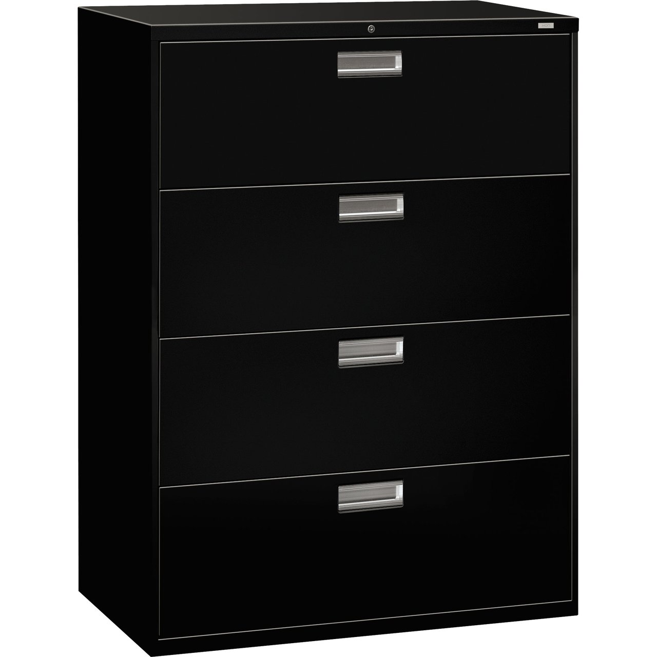 HON Brigade 600 Series 42" Lateral File, 4-Drawer, Black (HON694LP)